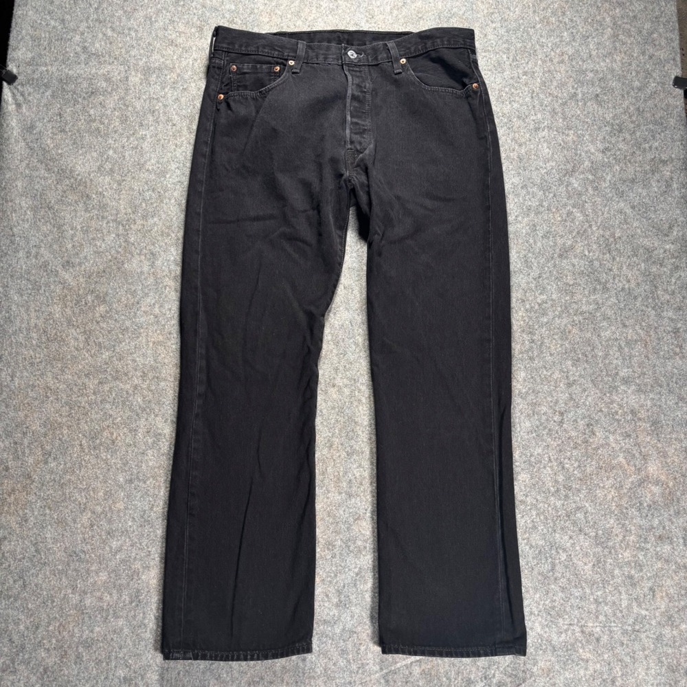 Levi's 501 Original Fit Black Denim Jeans Button Fly Mens 38x32 (38x31) Straight